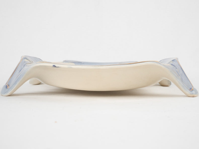 Vintage blue white & gold asparagus platter 14½"
