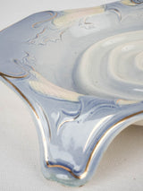 Vintage blue white & gold asparagus platter 14½"
