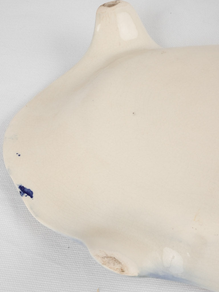 Vintage blue white & gold asparagus platter 14½"