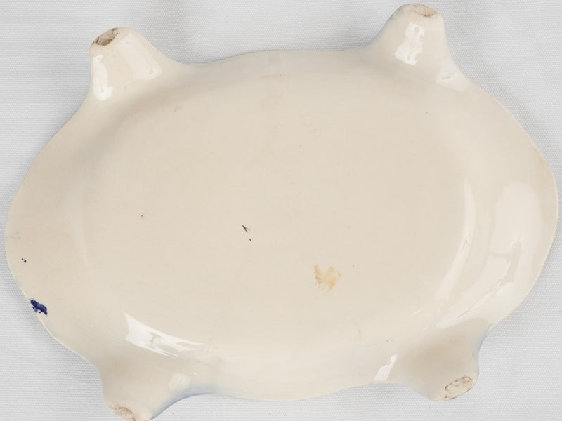 Vintage blue white & gold asparagus platter 14½"