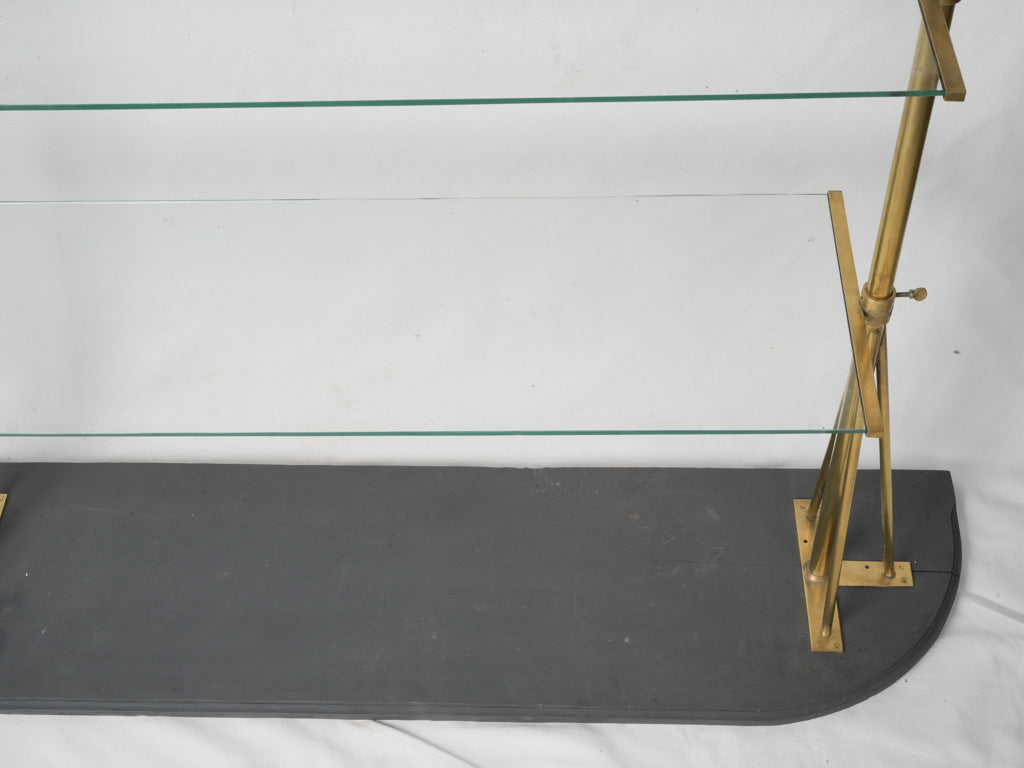 Sophisticated two-shelf glass display stand