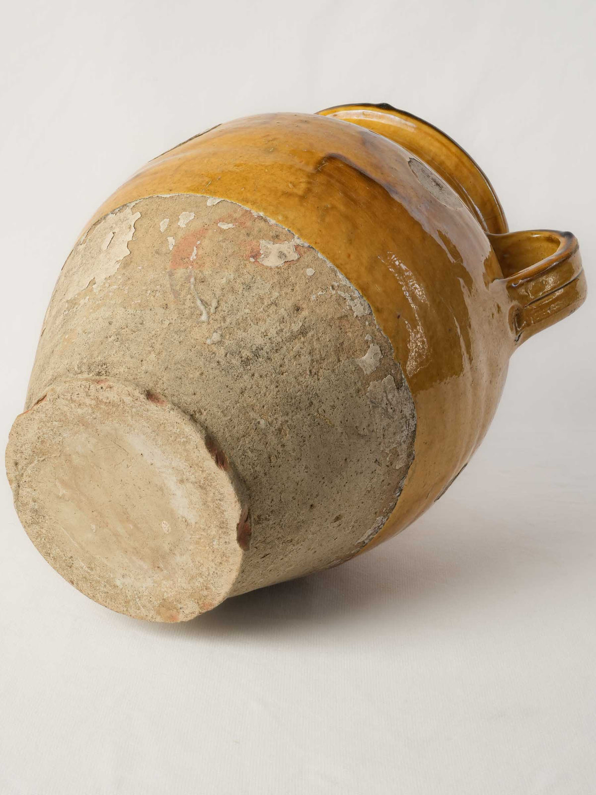Large Antique French  Confit Pot w/ Aged Yellow Glaze, c.1900 - 14¼"