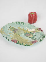 Longchamp majolica asparagus & artichoke platter - late 19th century 14½"