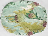 Longchamp majolica asparagus & artichoke platter - late 19th century 14½"