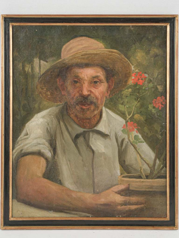 Vintage, expressively painted gardener portrait