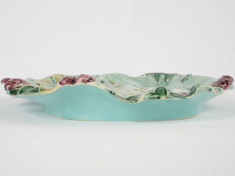 Longchamp majolica asparagus & artichoke platter - late 19th century 14½"