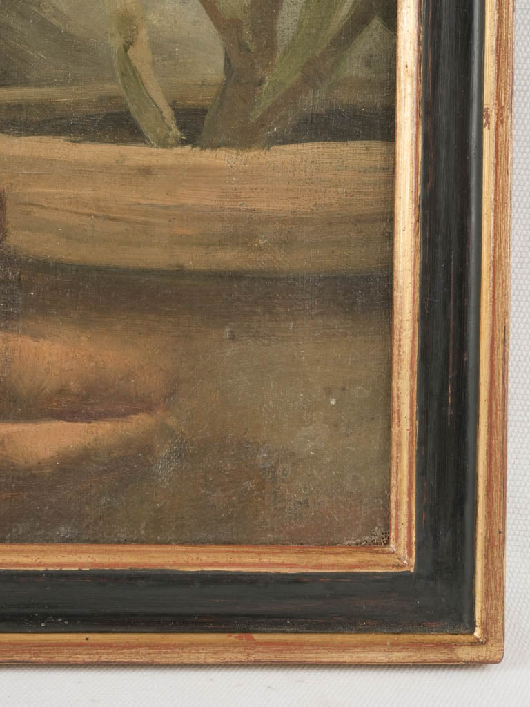 Rustic, unsigned gardener portrait in oil