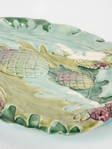 Longchamp majolica asparagus & artichoke platter - late 19th century 14½"