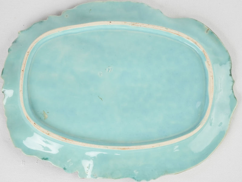 Longchamp majolica asparagus & artichoke platter - late 19th century 14½"