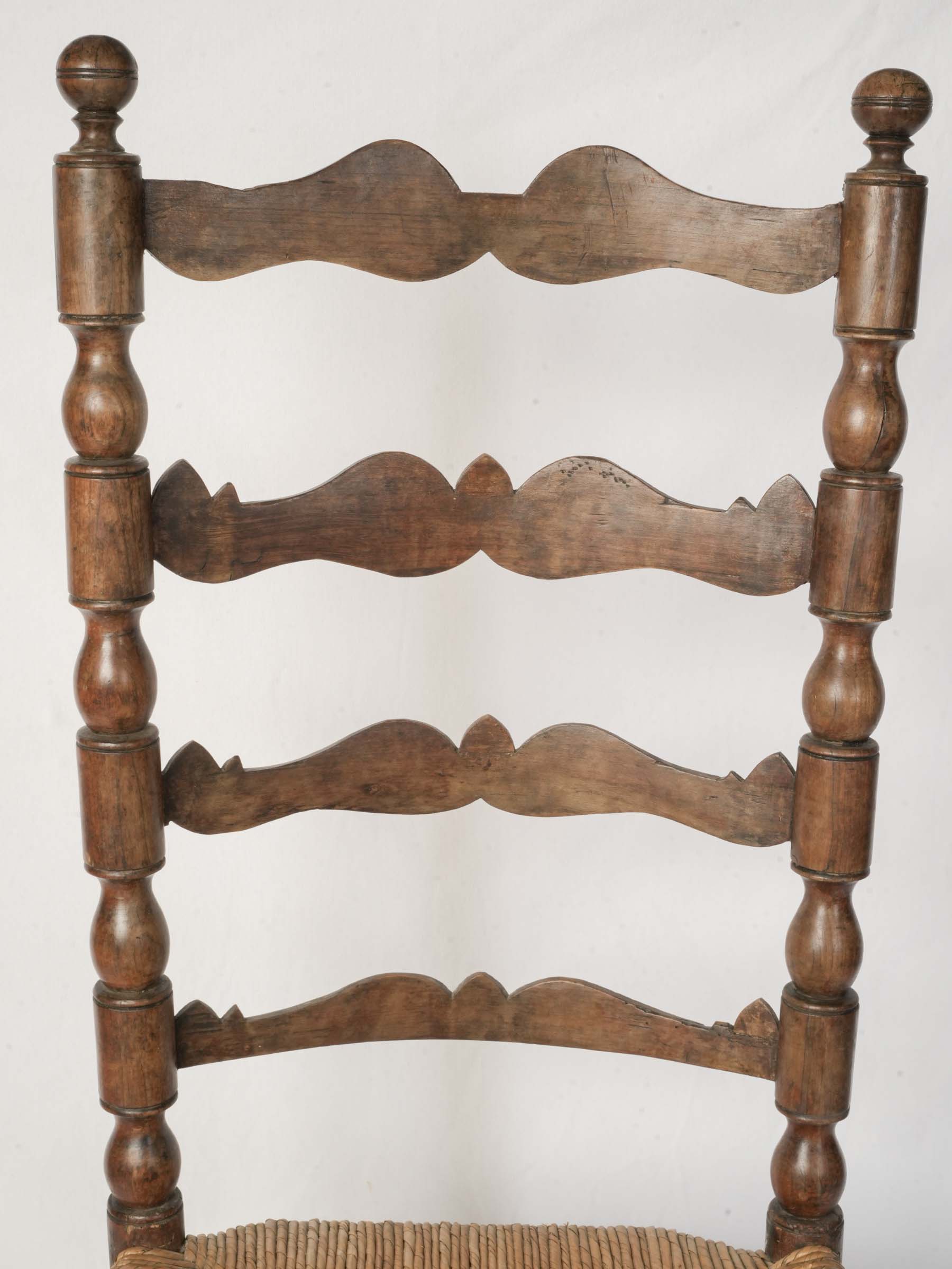 Provincial Ladder-Back Chair w/ Rush Seat, 19th Century - 43"
