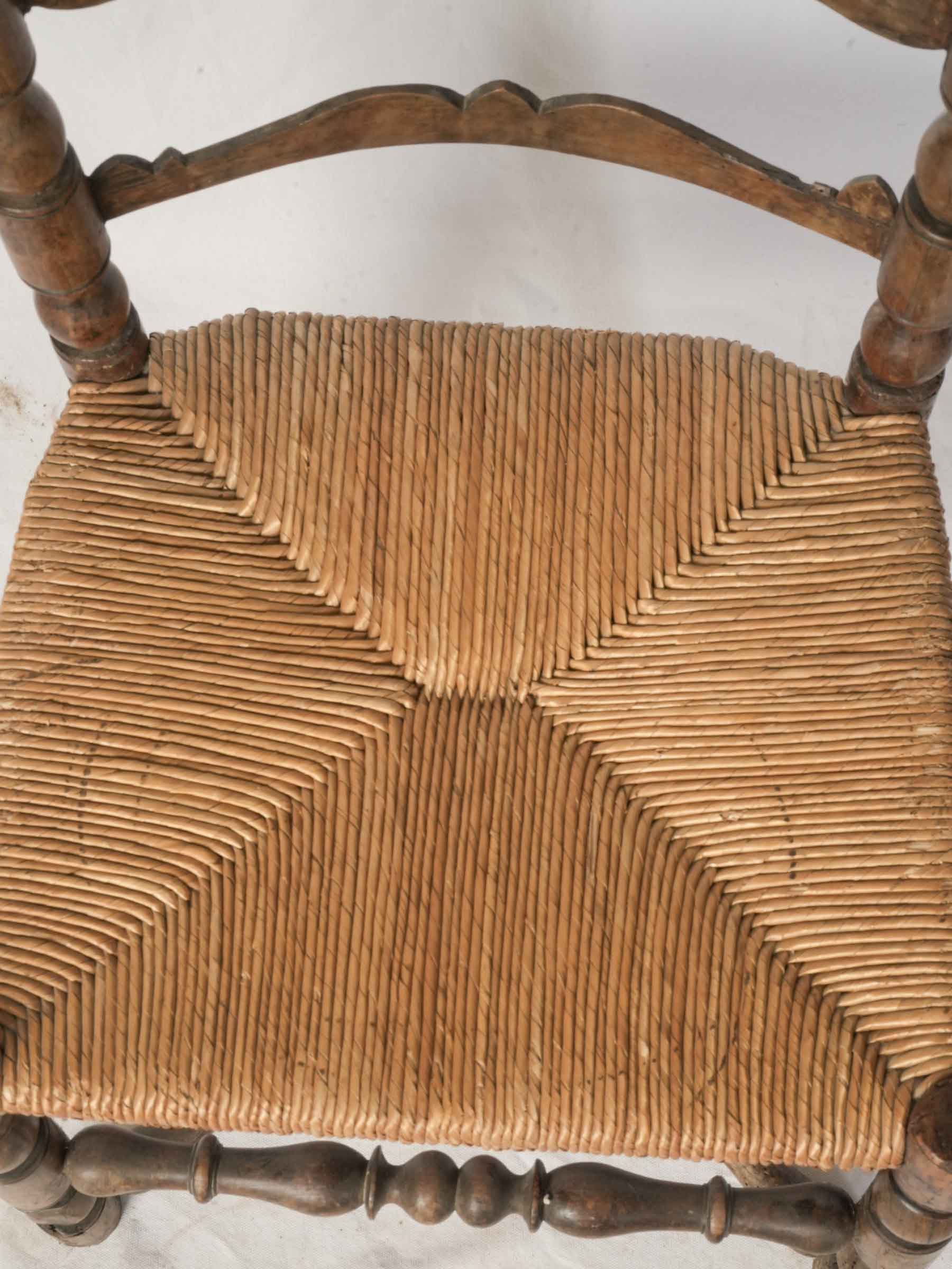 Provincial Ladder-Back Chair w/ Rush Seat, 19th Century - 43"