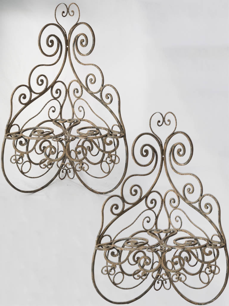 Vintage wrought iron corner shelves  