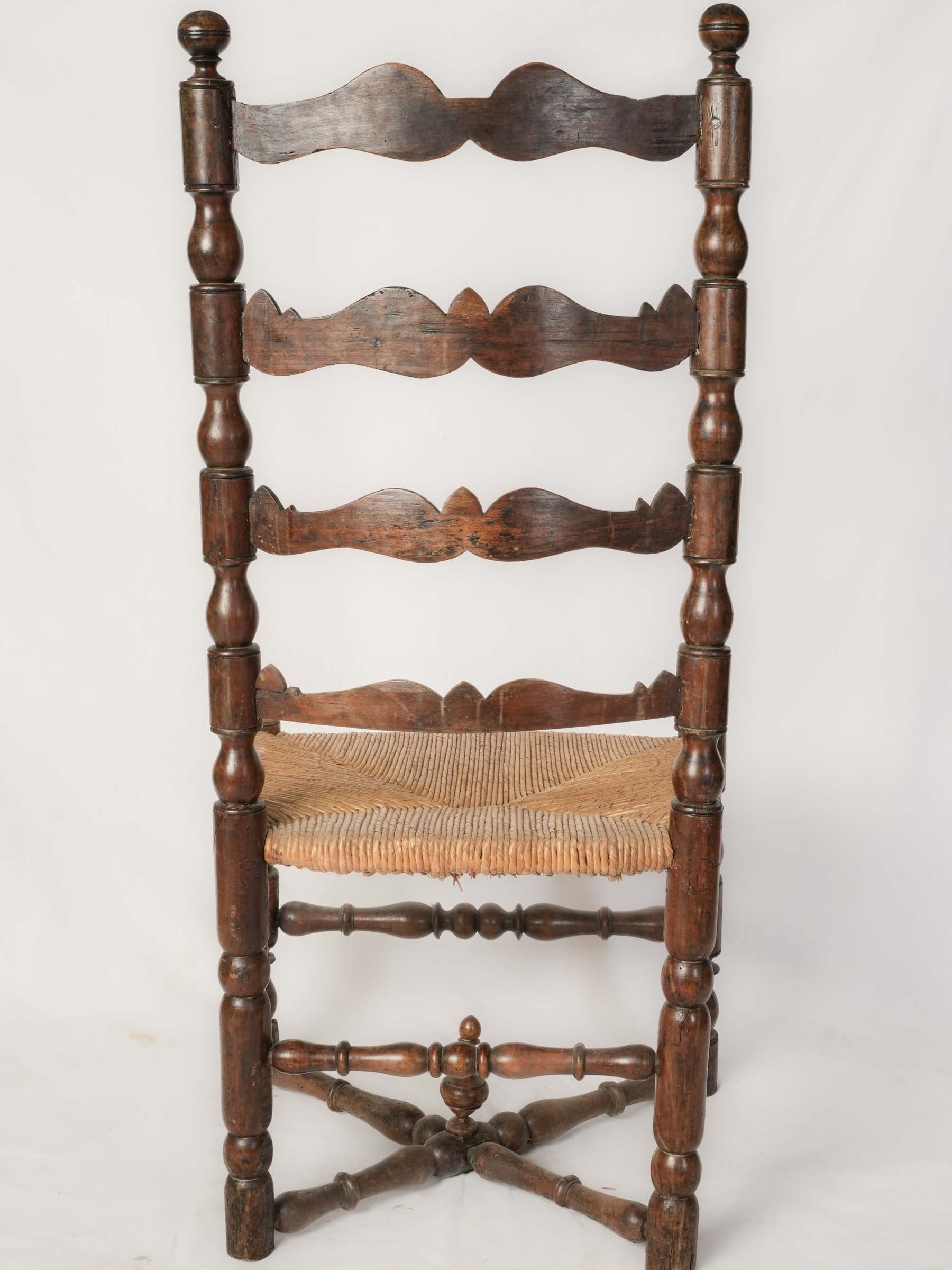 Provincial Ladder-Back Chair w/ Rush Seat, 19th Century - 43"