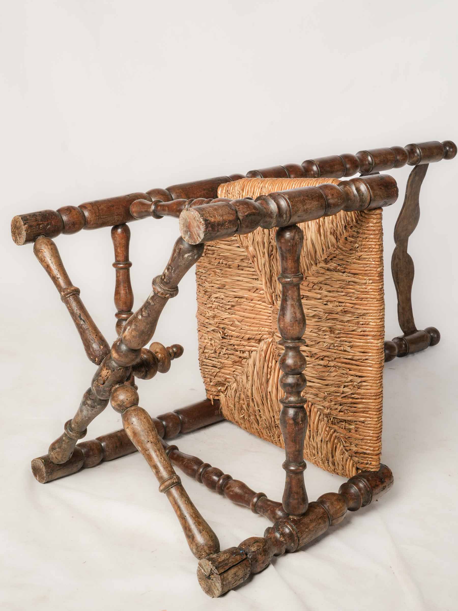 Provincial Ladder-Back Chair w/ Rush Seat, 19th Century - 43"