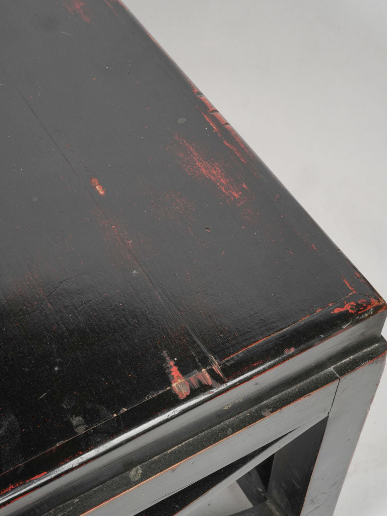 Charming Vintage Blackened Wood Square Coffee Table