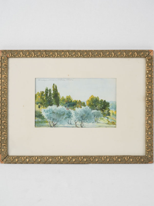 Vintage Provençal watercolor landscape painting