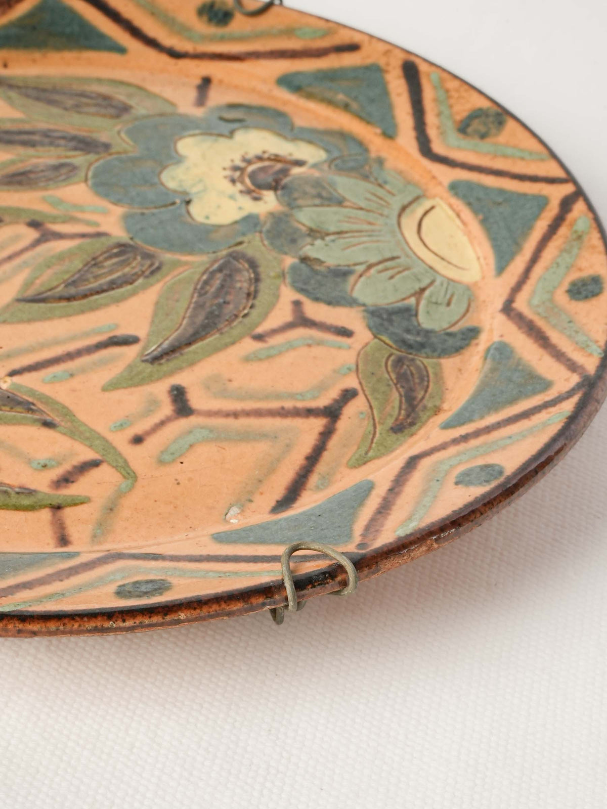 French Decorative Plate by Robert Géry w/ Art Deco Floral & Geometric Decoration, 1920–1950 - 8¾"