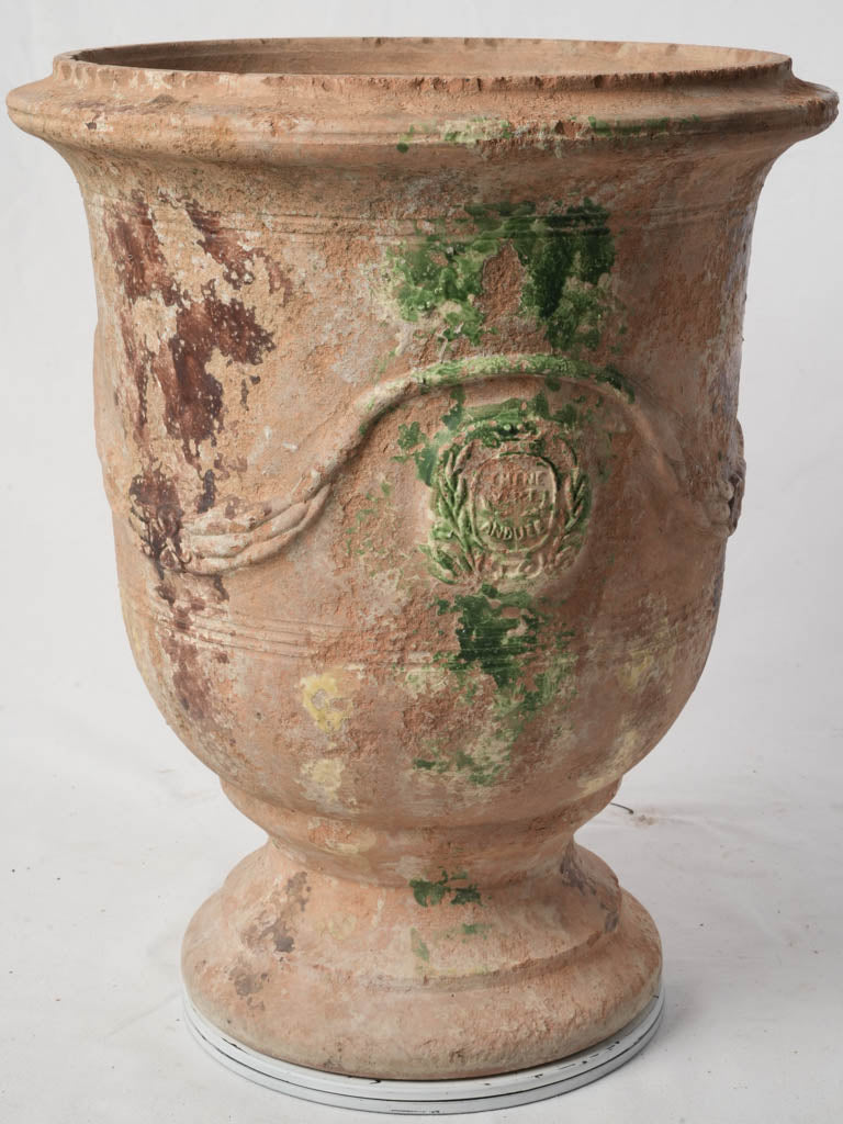 Artisanal Anduze Terracotta Garden Urn w/ Antique-Style Patina - 24"