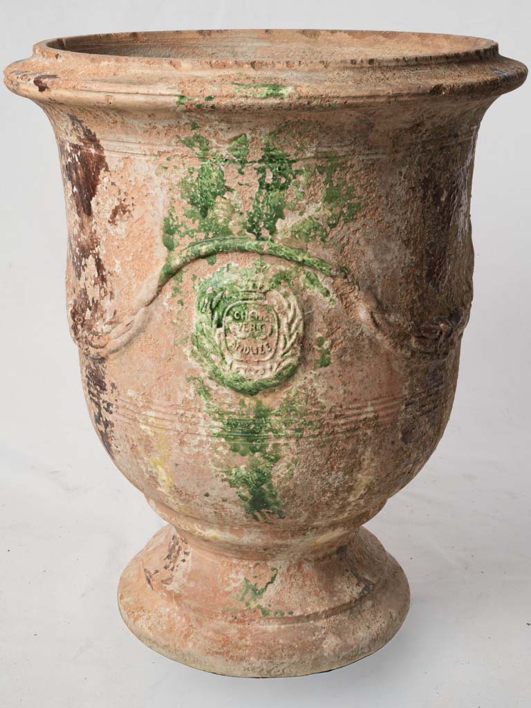 Artisanal Anduze Terracotta Garden Urn w/ Antique-Style Patina - 24"