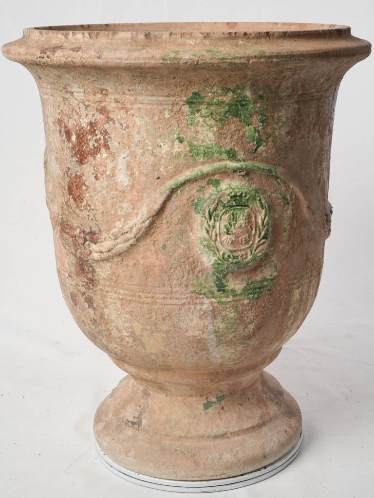 Artisanal Anduze Terracotta Garden Urn w/ Antique-Style Patina - 24"