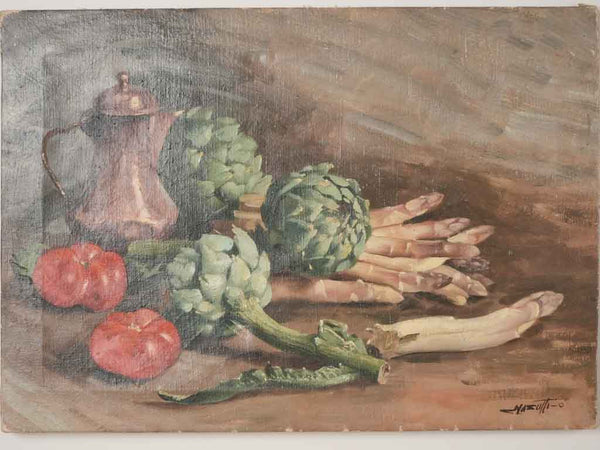 Vintage asparagus artichoke canvas artwork