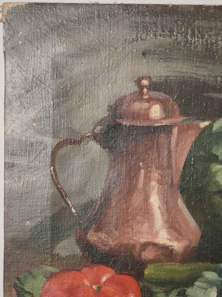 Aged copper pitcher oil painting