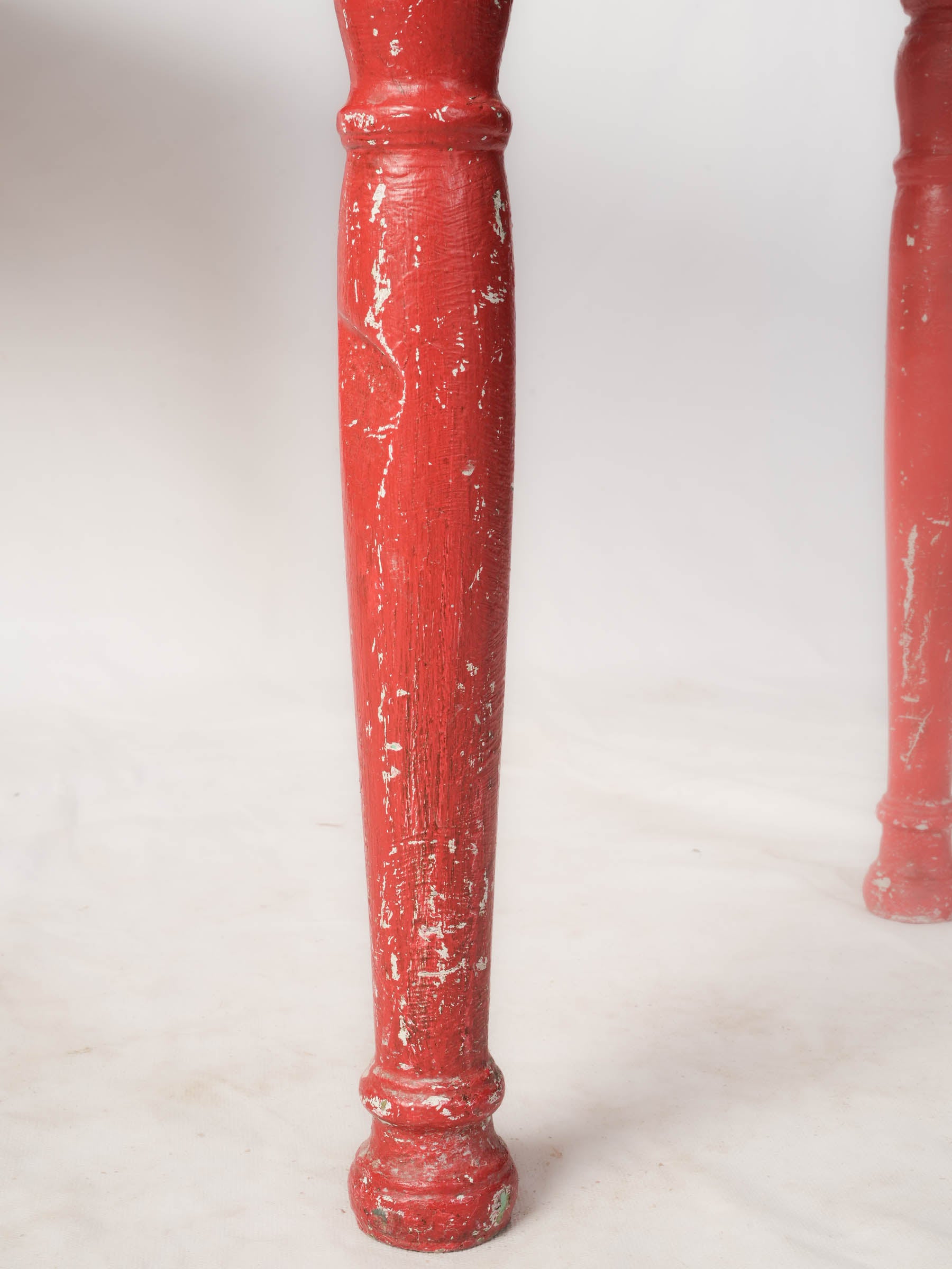 Red Painted Teak Console with Workshop Character - 36¼"