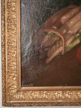 Antique still life w/ artichokes asparagus tomatoes in gilded frame - 17¾" x 25½"
