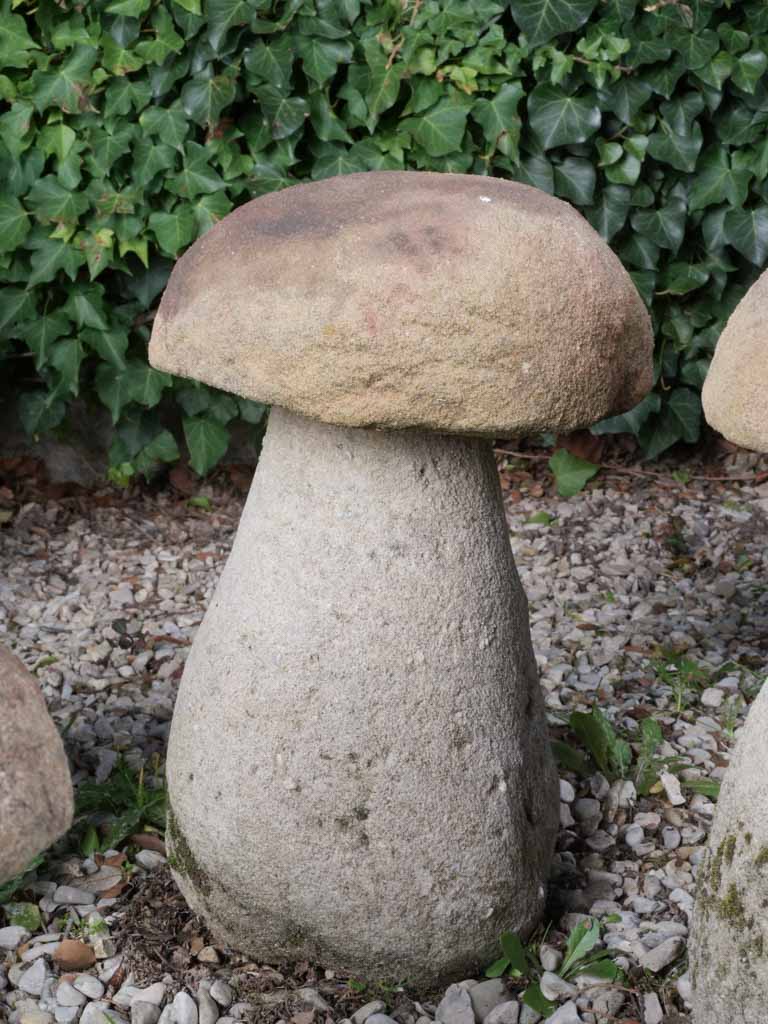 Charming, rustic garden mushroom statues