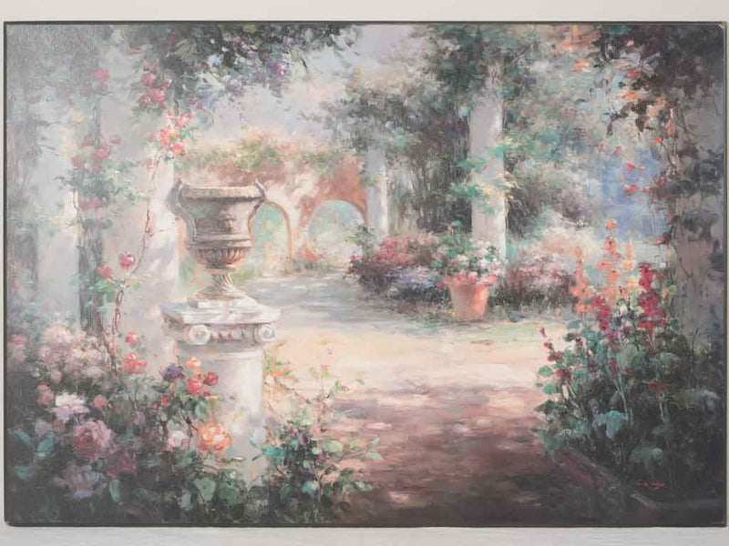 Vintage print on board - sunlit courtyard - 28" x 39½"