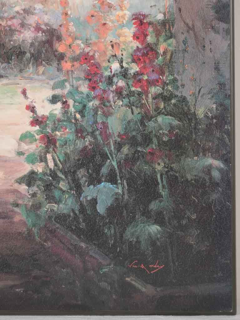 Vintage print on board - sunlit courtyard - 28" x 39½"