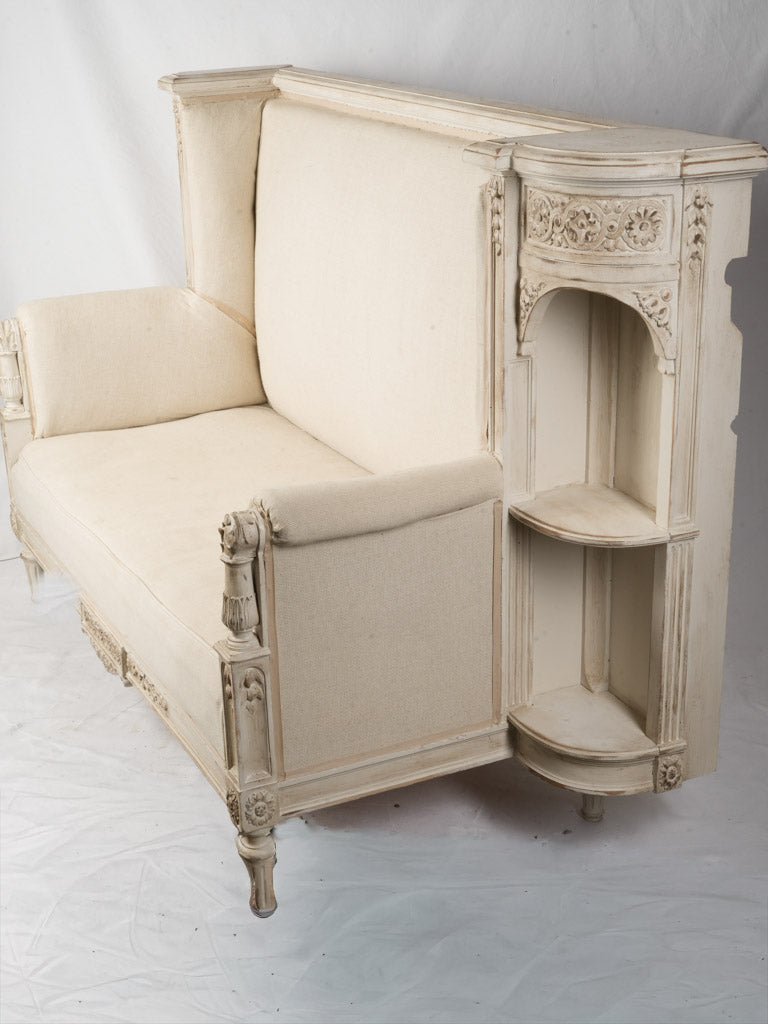 French Louis XVI Revival Banquette w/ Side Étagère c.1920 - 42½" x 62½"