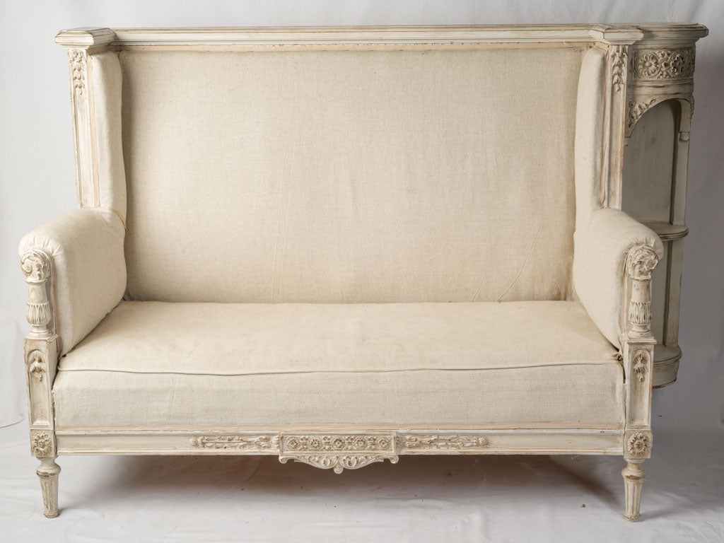 French Louis XVI Revival Banquette w/ Side Étagère c.1920 - 42½" x 62½"