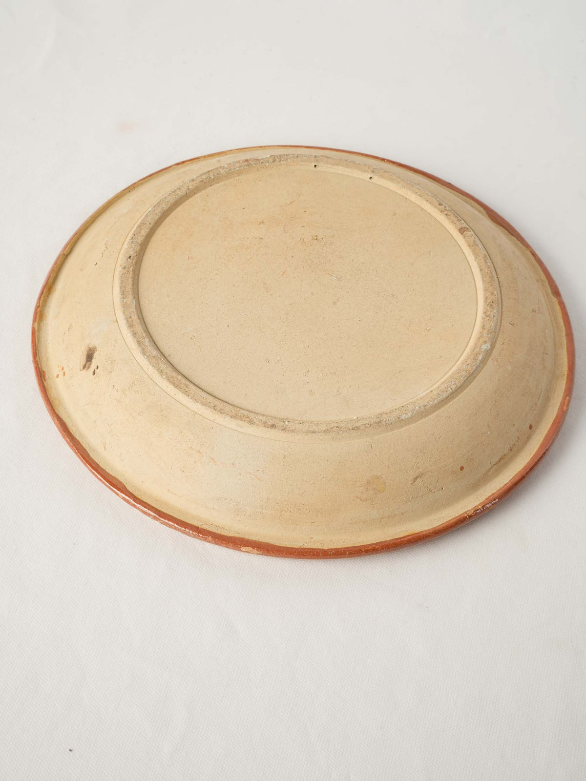 Mid-20th-Century French Hand-Painted Ceramic Dish with Folk-Inspired Bird Decoration - 12½"
