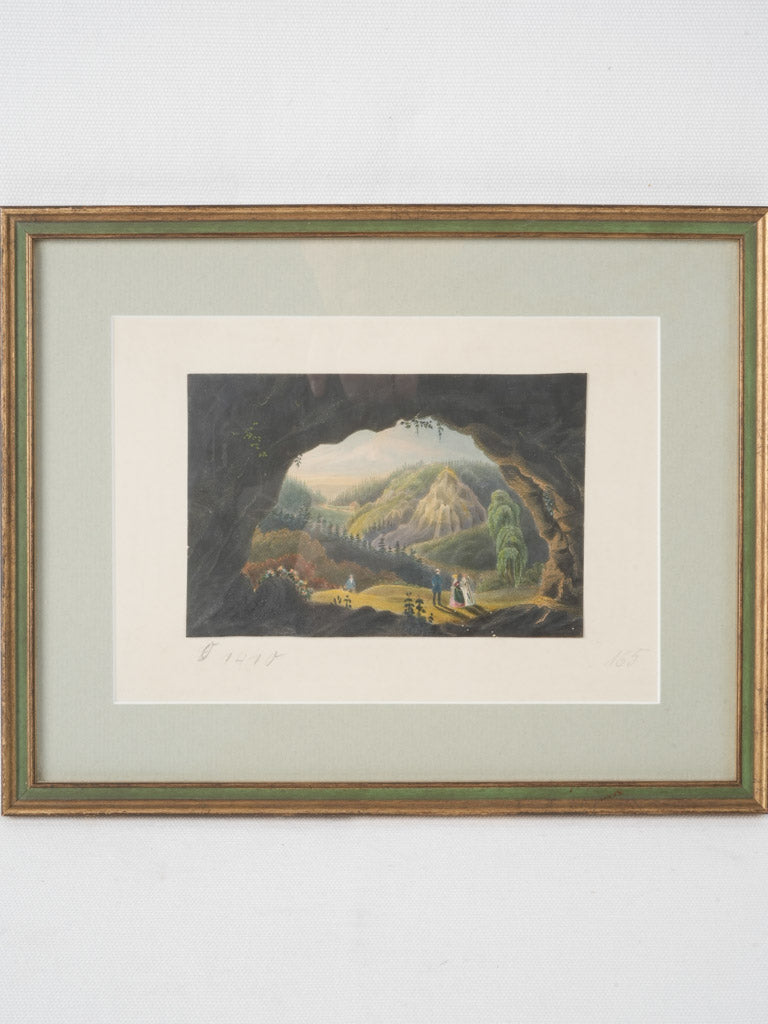 Antique sunlit German landscape print