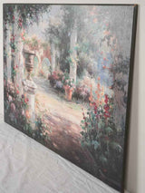 Vintage print on board - sunlit courtyard - 28" x 39½"
