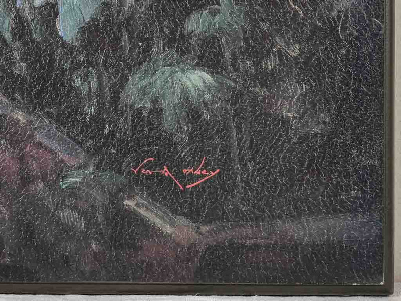Vintage print on board - sunlit courtyard - 28" x 39½"