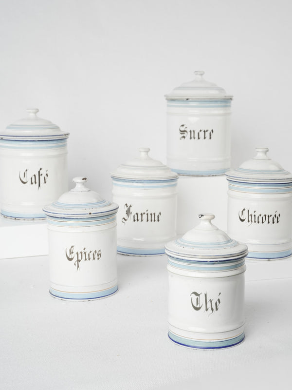 Vintage French Enamel Canisters