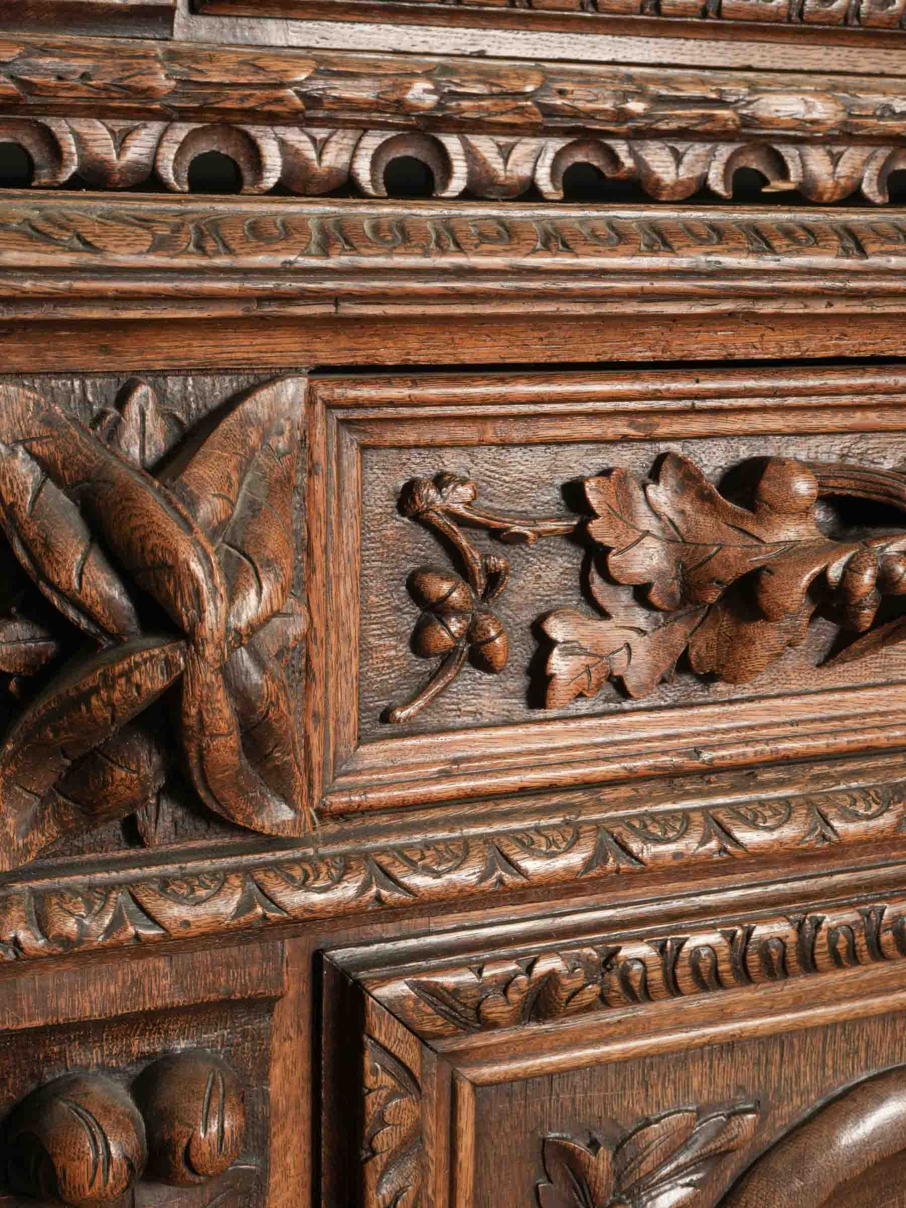 Exuberantly Carved French Renaissance Revival Vitrine - 87" x 52¼" x 22½"