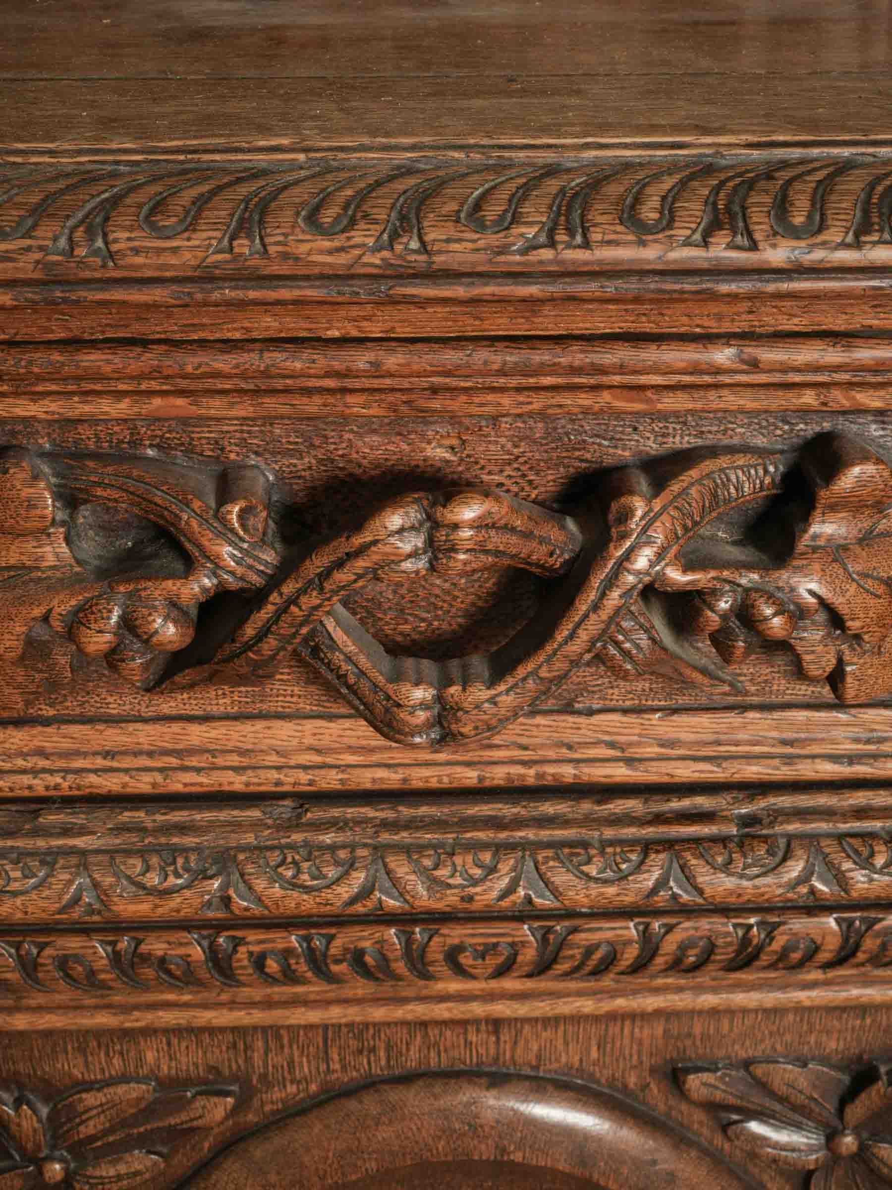 Exuberantly Carved French Renaissance Revival Vitrine - 87" x 52¼" x 22½"