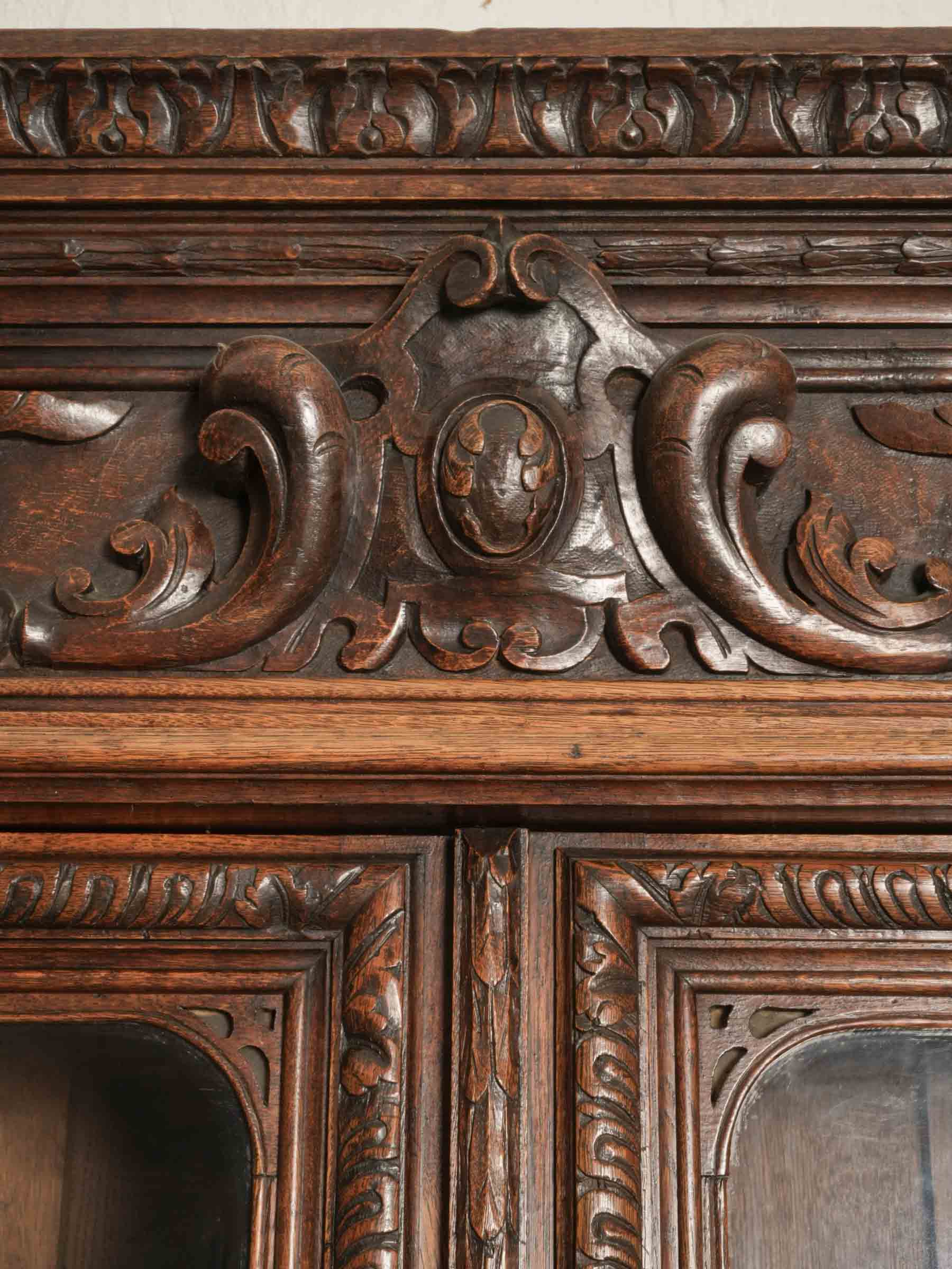 Exuberantly Carved French Renaissance Revival Vitrine - 87" x 52¼" x 22½"