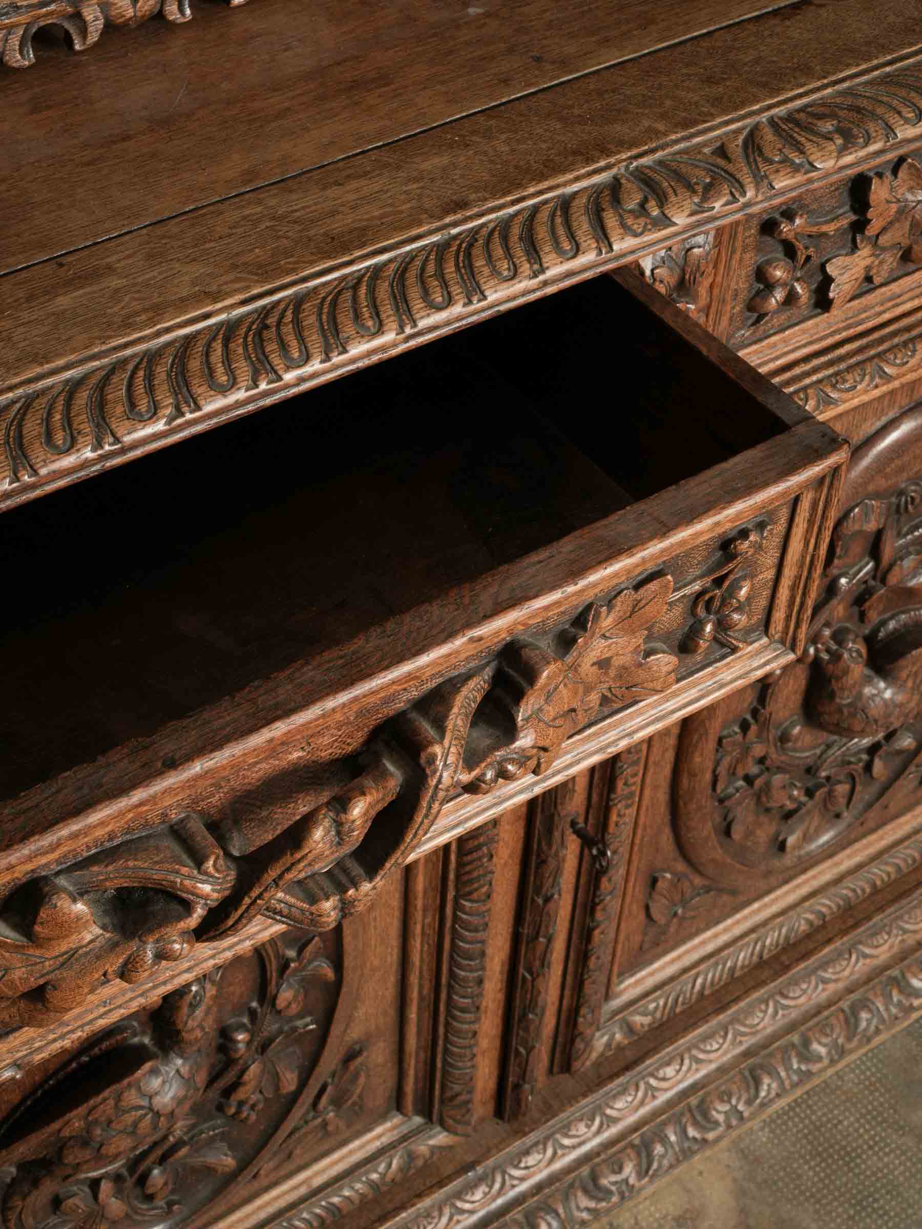 Exuberantly Carved French Renaissance Revival Vitrine - 87" x 52¼" x 22½"