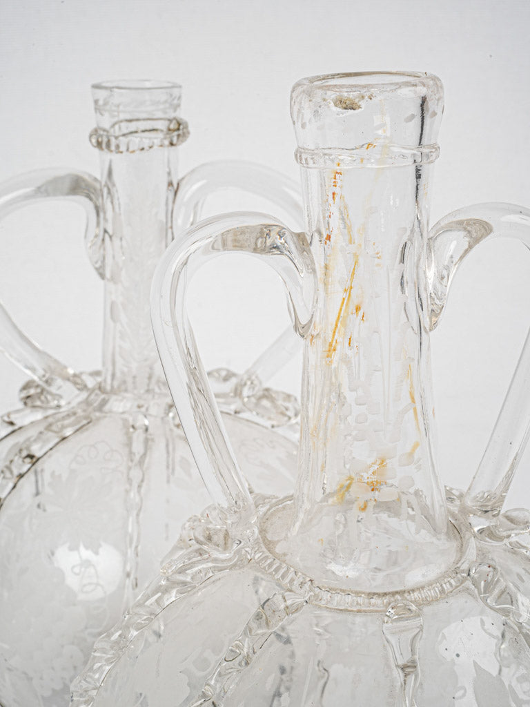Handcrafted 18th-century decorative glass carafes