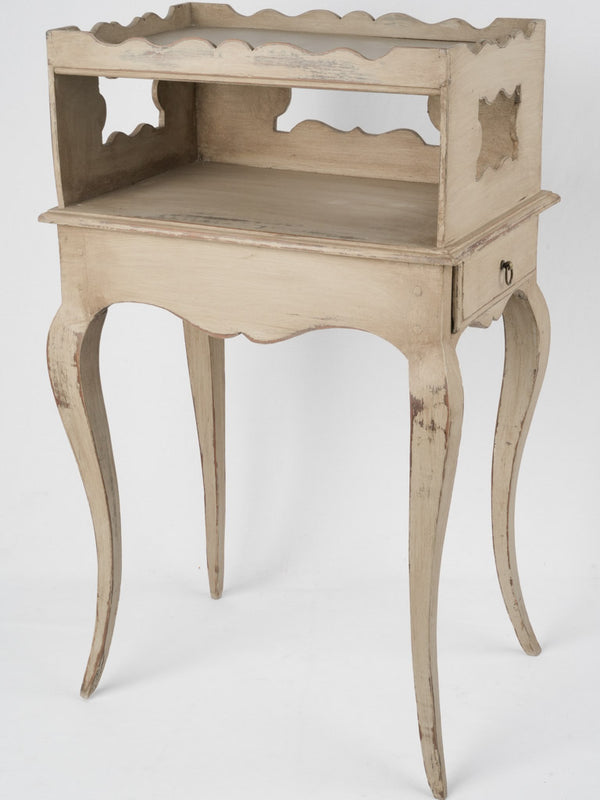 Antique beige-gray painted bedside table