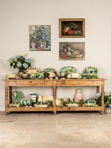 Turqoise asparagus & artichoke Luneville Majolica sauce boat - late 19th century 10¾"