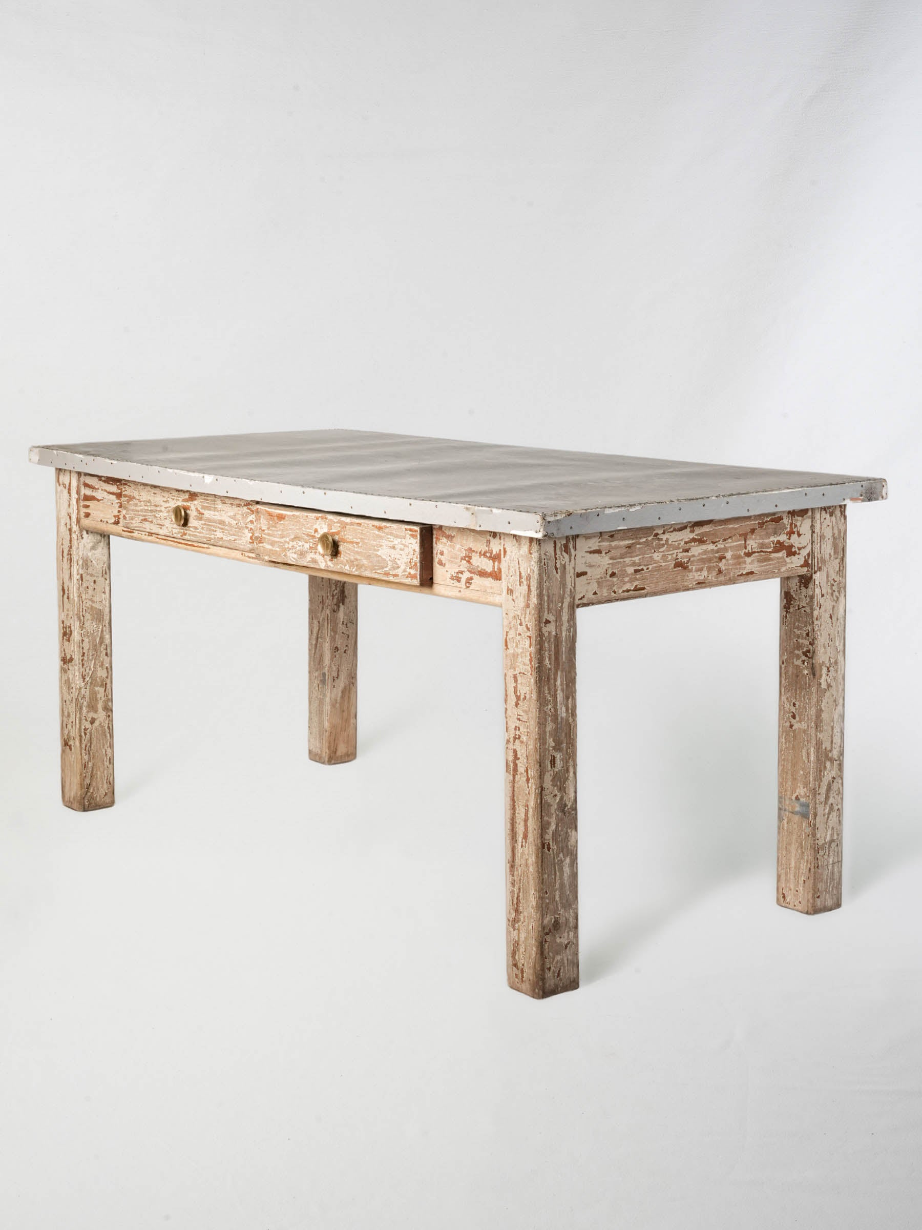 Rustic French Zinc-Topped Worktable - 68½" x 33¾"