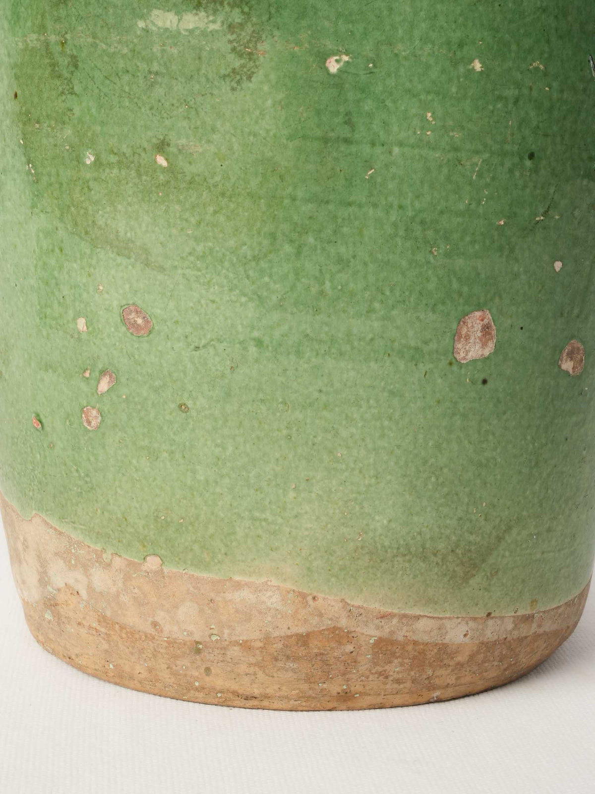 Antique Southern French Green-Glazed Earthenware Jar with Rustic Patina - 11¾"