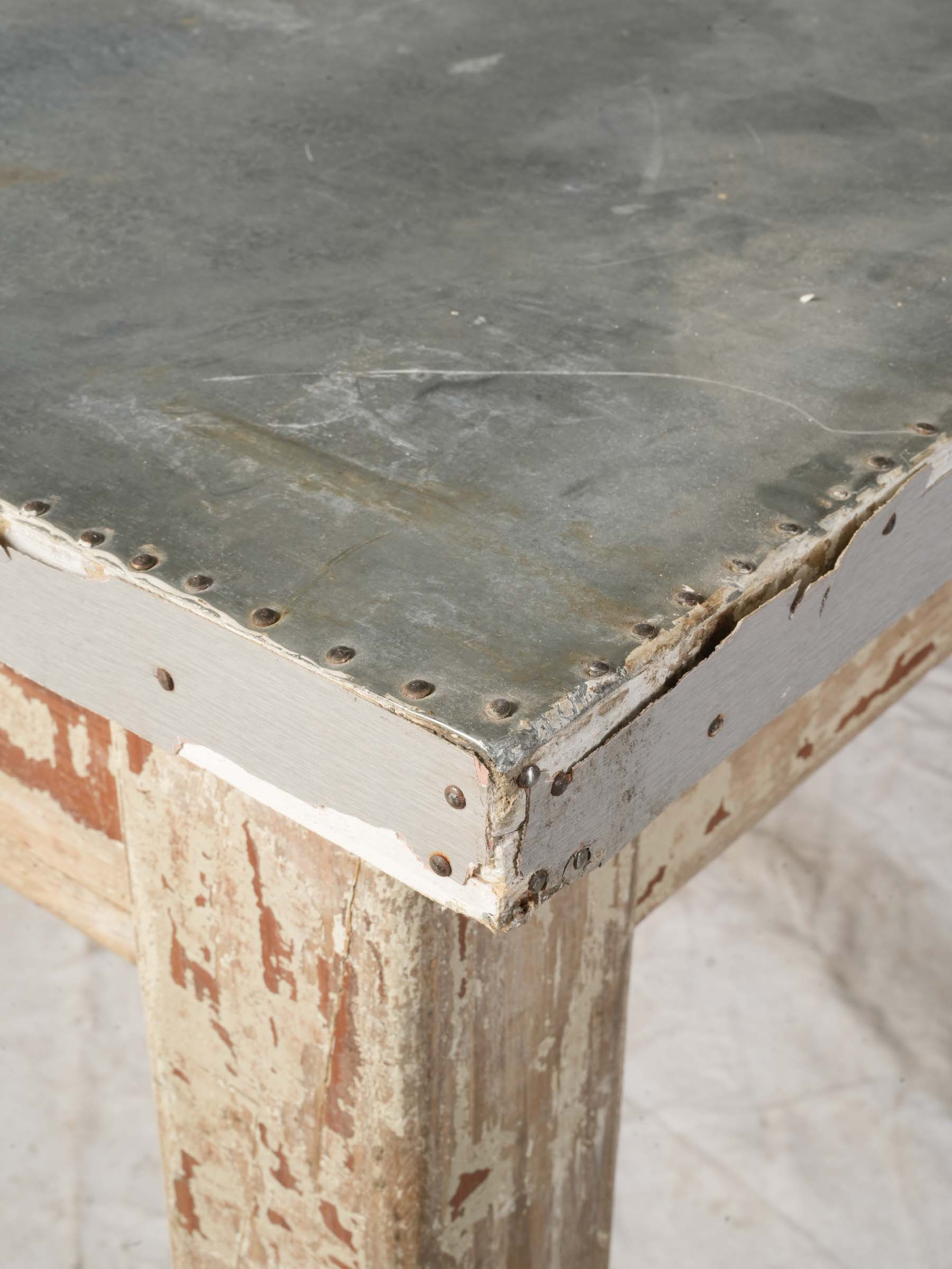 Rustic French Zinc-Topped Worktable - 68½" x 33¾"