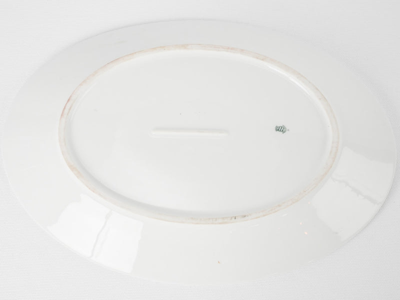 Large earthenware oval platter w/ white glaze 15¾" x 11"