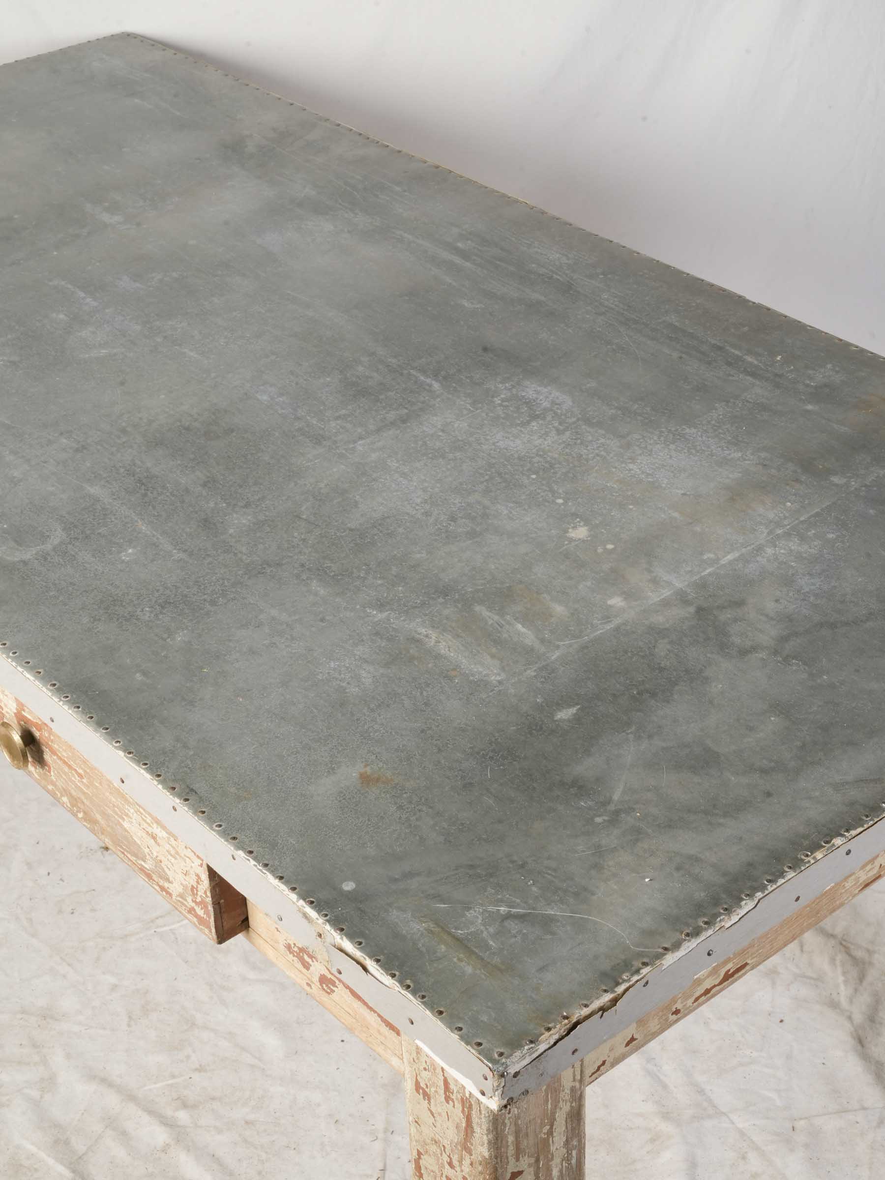 Rustic French Zinc-Topped Worktable - 68½" x 33¾"